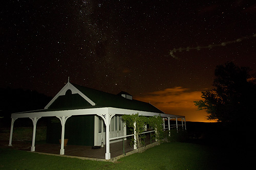 lodge with milky way